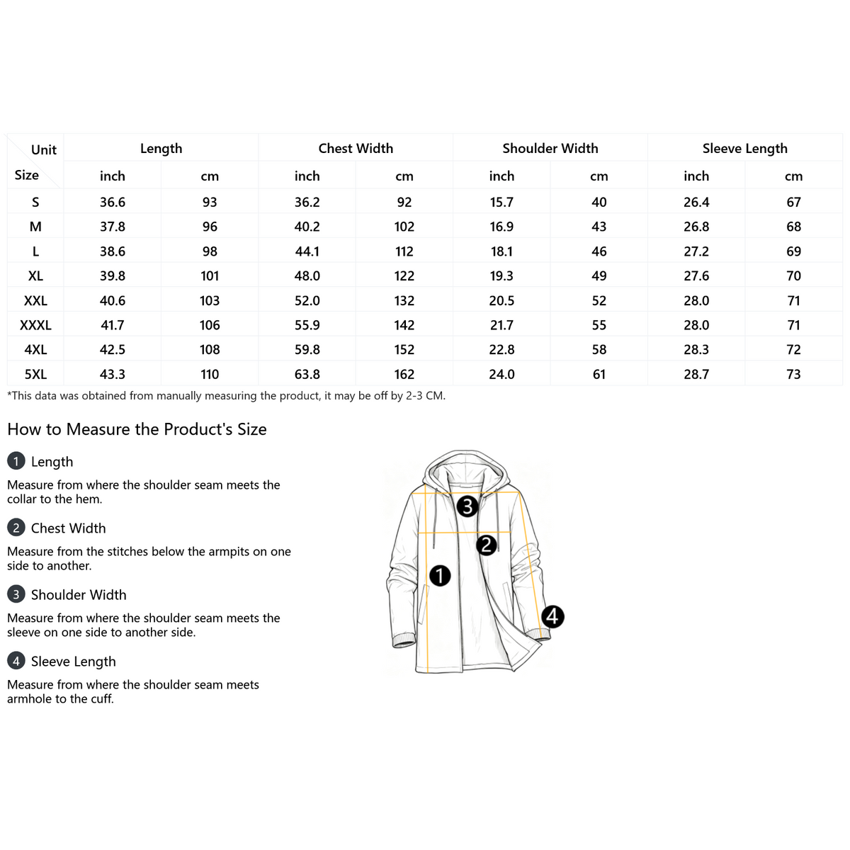 All-Over Print Men's Thicken Fleece Full-Zip Long Hoodie Jacket